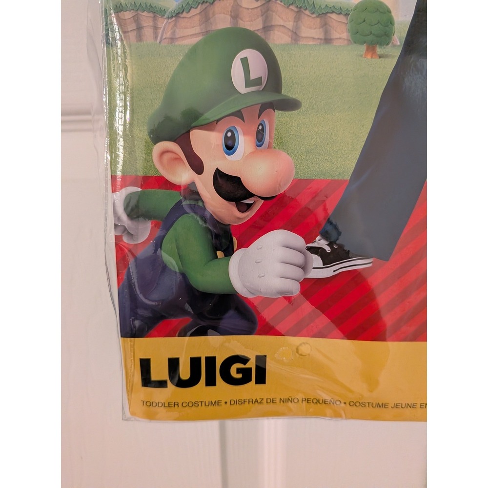 Luigi Toddler Costume 2T Super Mario Bros Green Hat Padded Overalls NWT - Picture 8 of 9